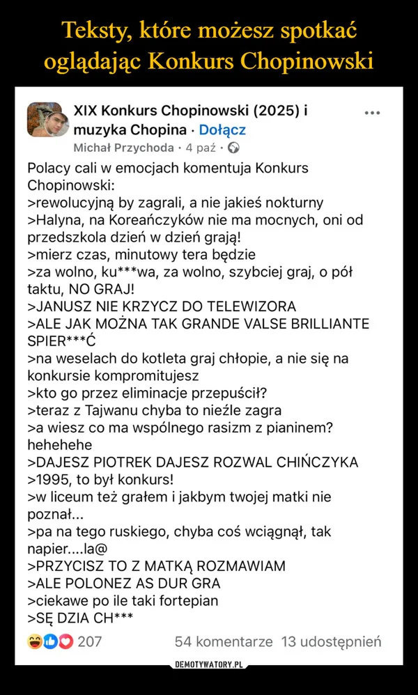 
    Teksty, które możesz spotkać oglądając Konkurs Chopinowski