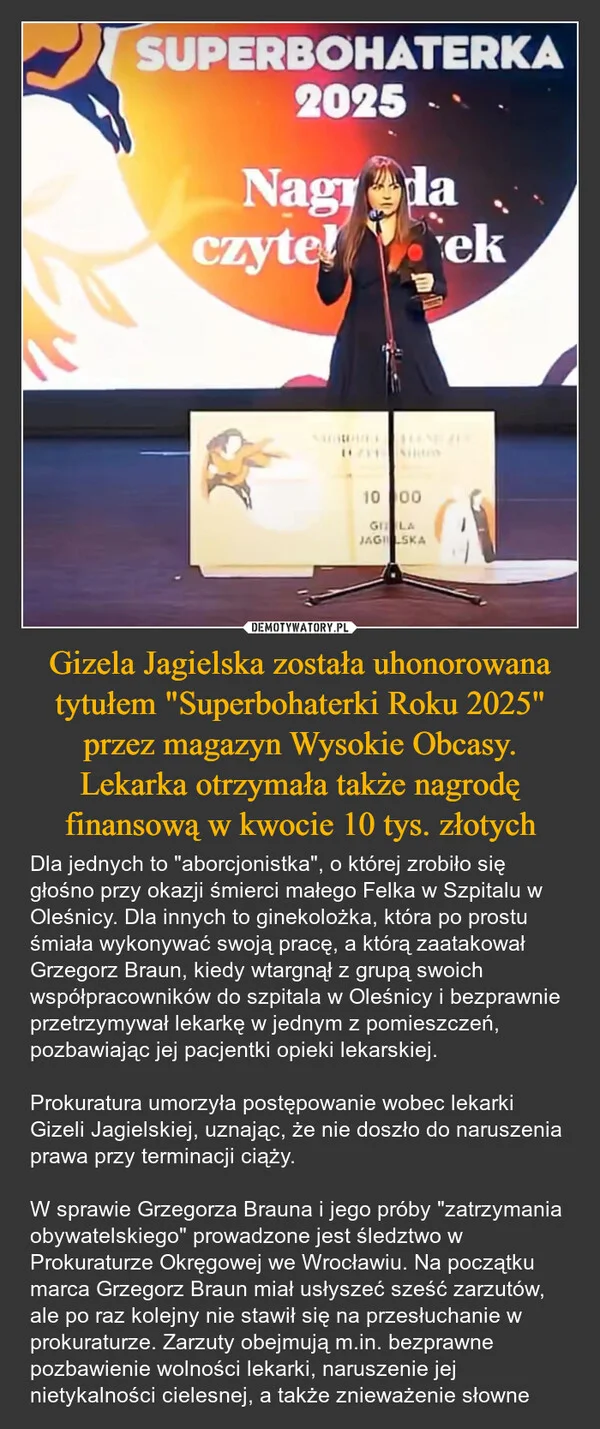 
    Gizela Jagielska została uhonorowana tytułem 