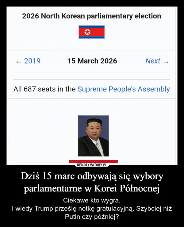 
    Dziś 15 marc odbywają się wybory parlamentarne w Korei Północnej