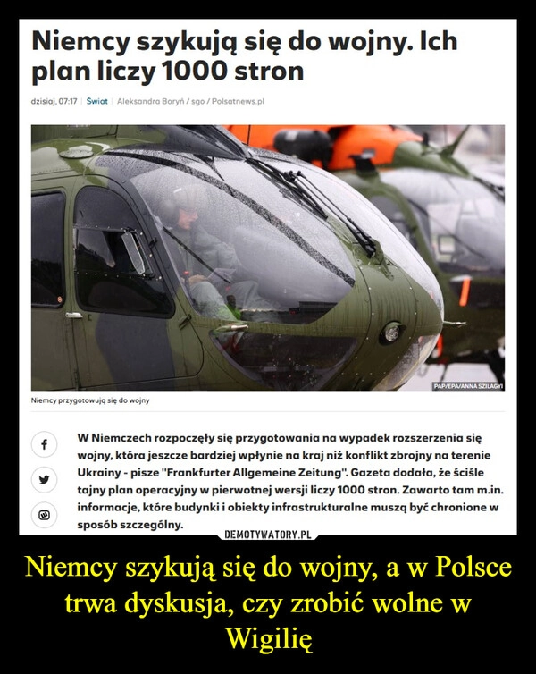 
    Niemcy szykują się do wojny, a w Polsce trwa dyskusja, czy zrobić wolne w Wigilię