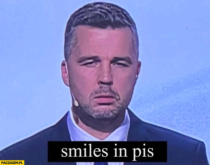 
    Rachoń smiles in PiS mina