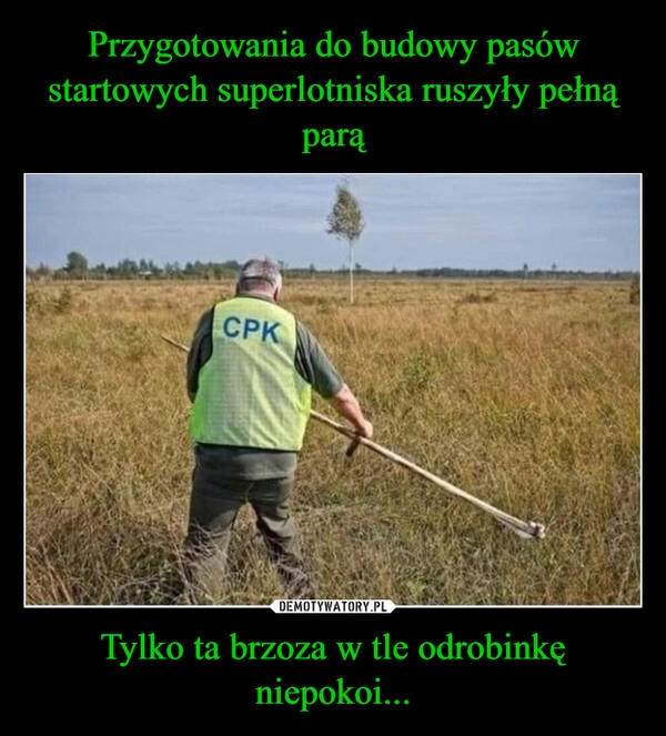 
    Przygotowania do budowy pasów startowych superlotniska ruszyły pełną parą Tylko ta brzoza w tle odrobinkę niepokoi...