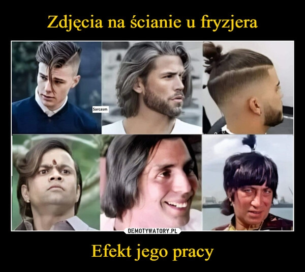 
    Zdjęcia na ścianie u fryzjera Efekt jego pracy