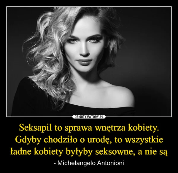 
    Seksapil to sprawa wnętrza kobiety. Gdyby chodziło o urodę, to wszystkie ładne kobiety byłyby seksowne, a nie są