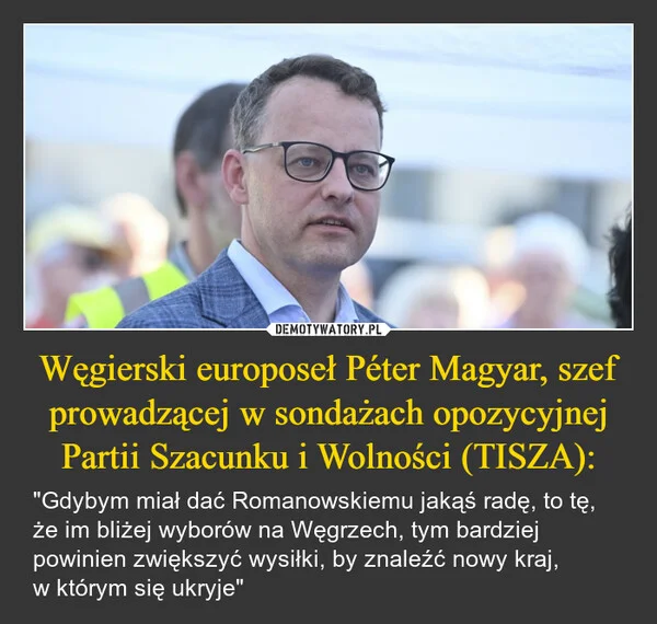 
    Węgierski europoseł Péter Magyar, szef prowadzącej w sondażach opozycyjnej Partii Szacunku i Wolności (TISZA):