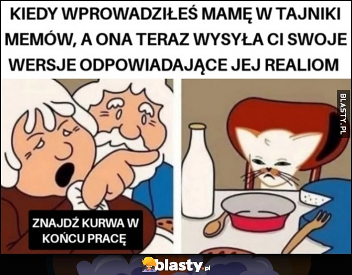 
    Kiedy wprowadziłeś mamę w tajniki memów a ona teraz wysyła ci swoje wersje odpowiadające jej reakcjom: znajdź w końcu pracę