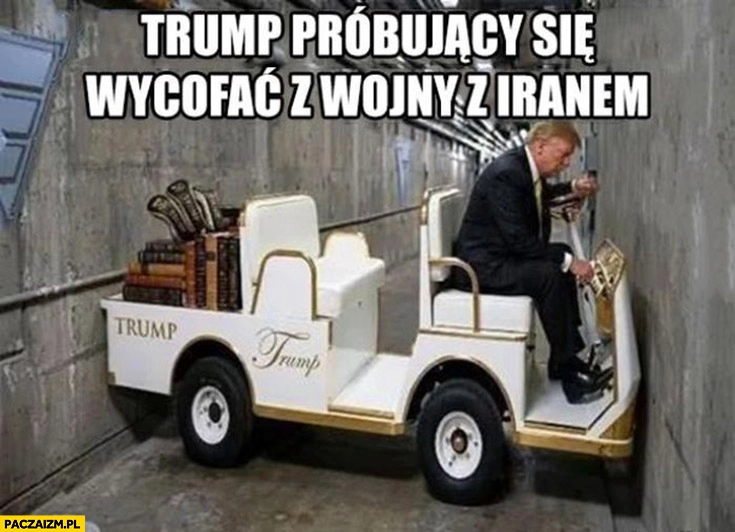 
    Trump próbujący wycofać się z wojny z Iranem nie da się