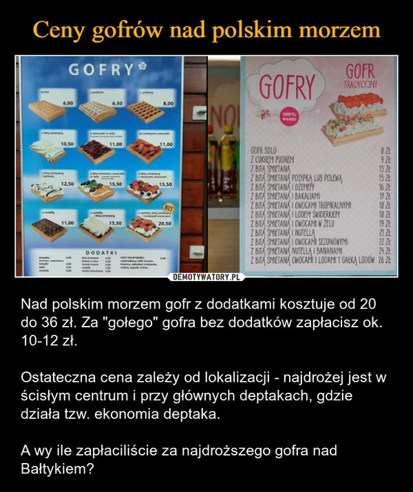 
    Ceny gofrów nad polskim morzem