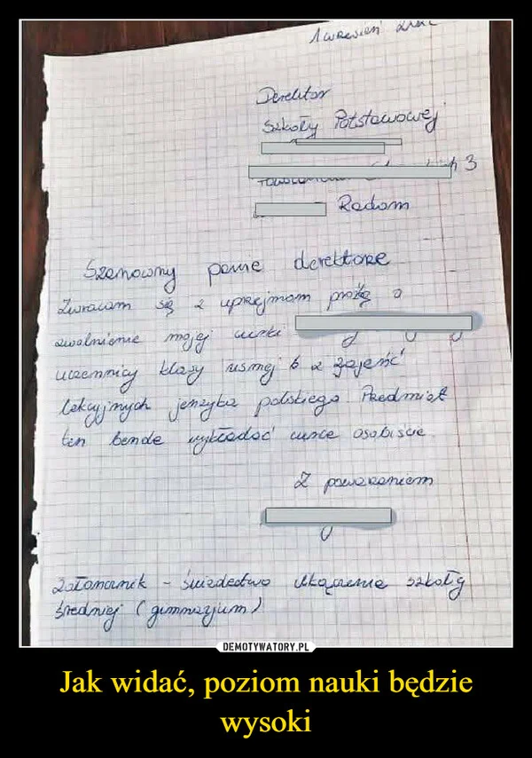 Jak widać, poziom nauki będzie wysoki