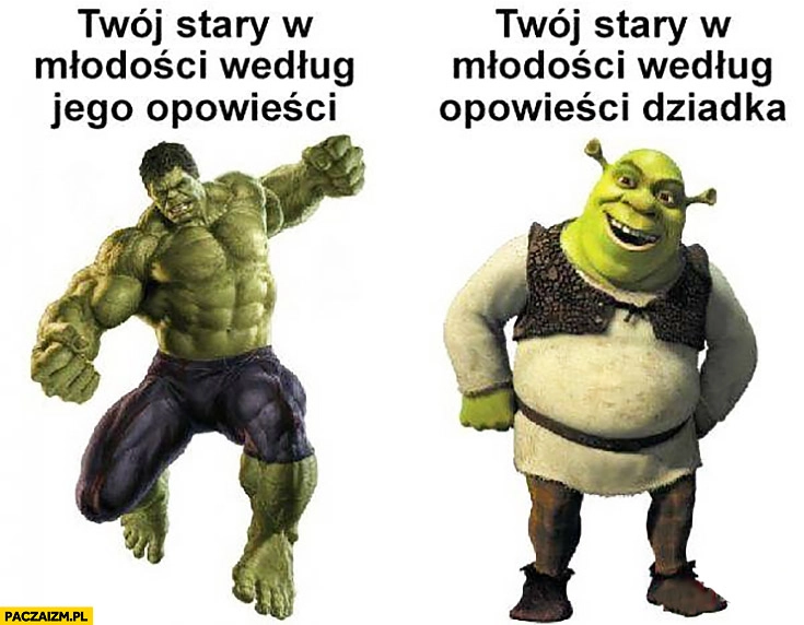 
    Twój stary w młodości według jego opowieści Hulk, Twój stary w młodości według opowieści dziadka Shrek