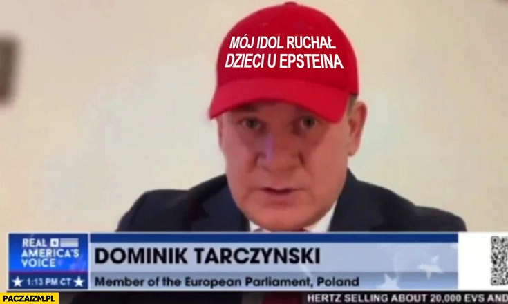 
    Dominik Tarczyński czapka mój idol ruszał dzieci u Epsteina