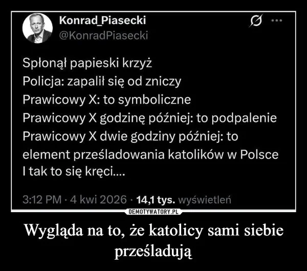 
    Wygląda na to, że katolicy sami siebie prześladują