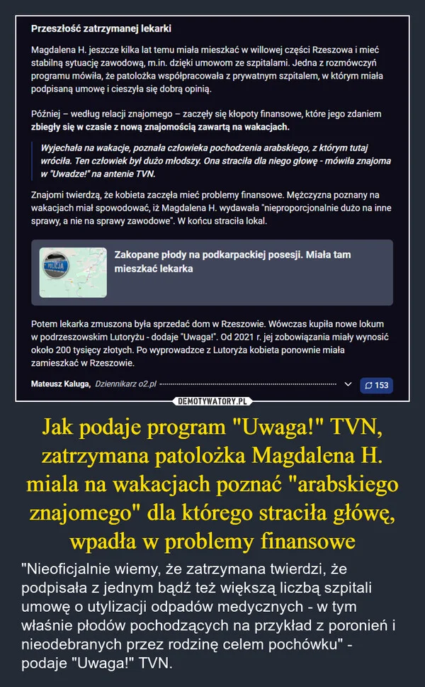 
    Jak podaje program 