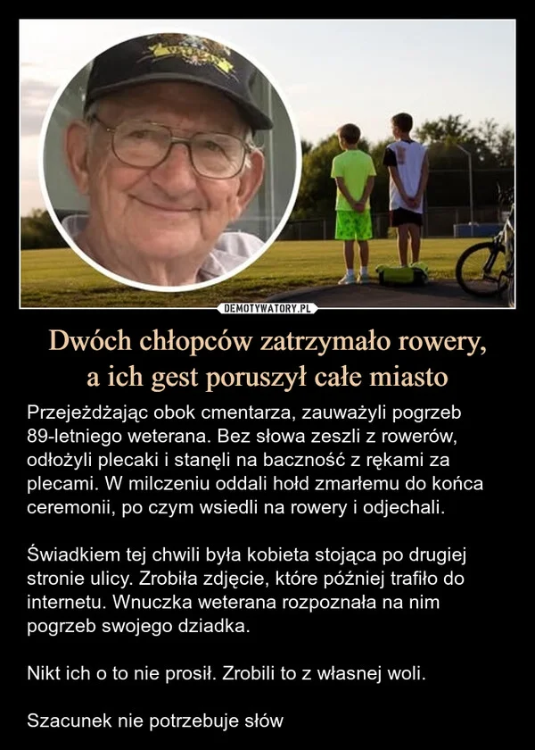 
    Dwóch chłopców zatrzymało rowery, a ich gest poruszył całe miasto