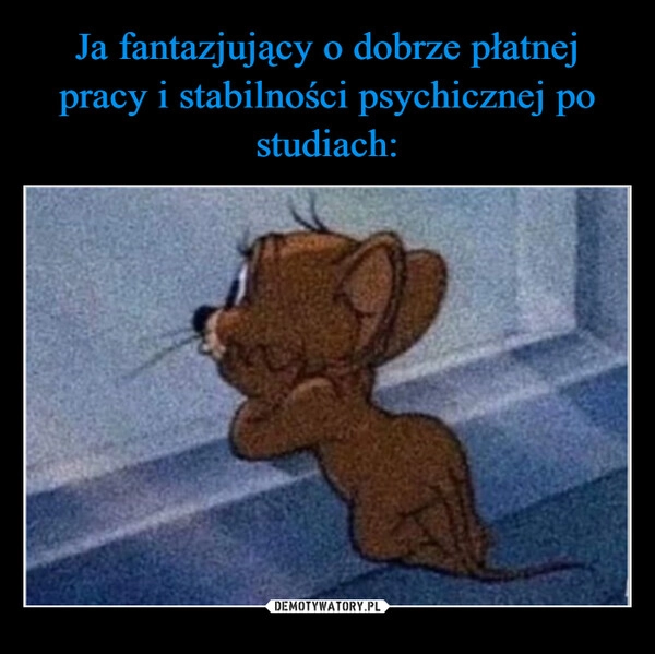 
    Ja fantazjujący o dobrze płatnej pracy i stabilności psychicznej po studiach: