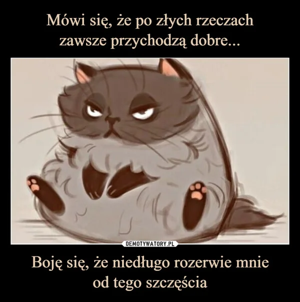 
    Mówi się, że po złych rzeczach zawsze przychodzą dobre... Boję się, że niedługo rozerwie mnie od tego szczęścia