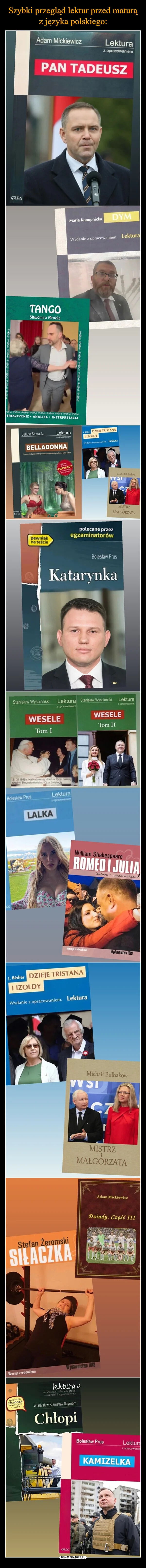 
    Szybki przegląd lektur przed maturą z języka polskiego: