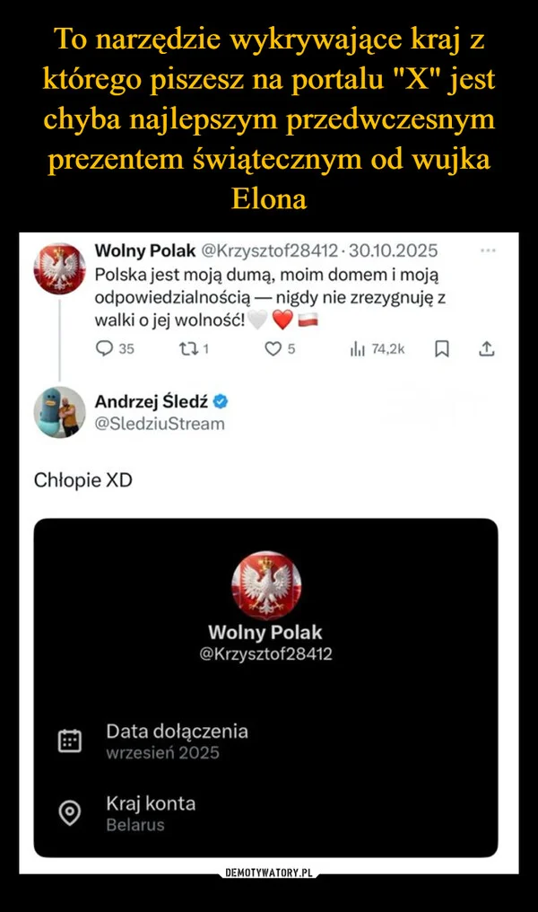 To narzędzie wykrywające kraj z którego piszesz na portalu 