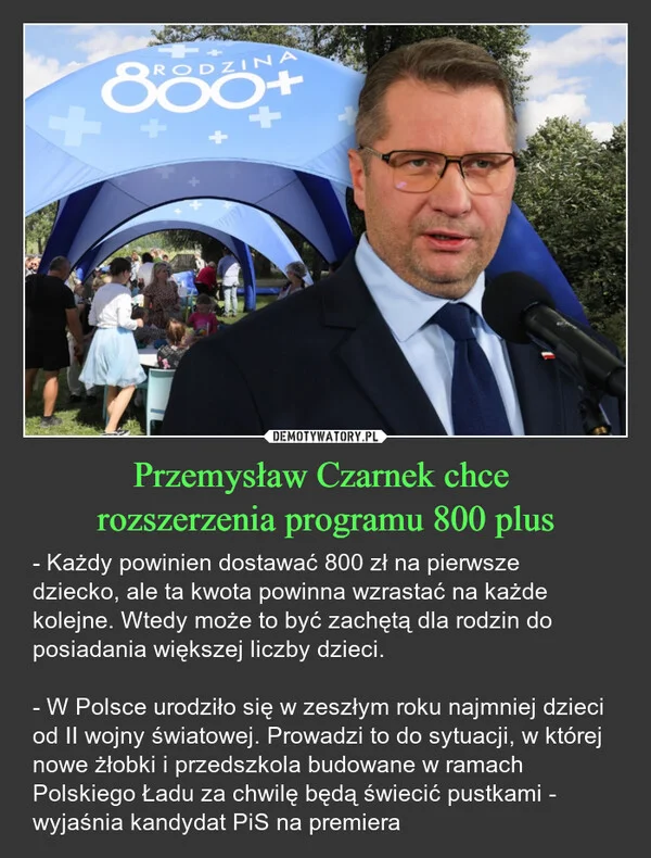 
    Przemysław Czarnek chce rozszerzenia programu 800 plus