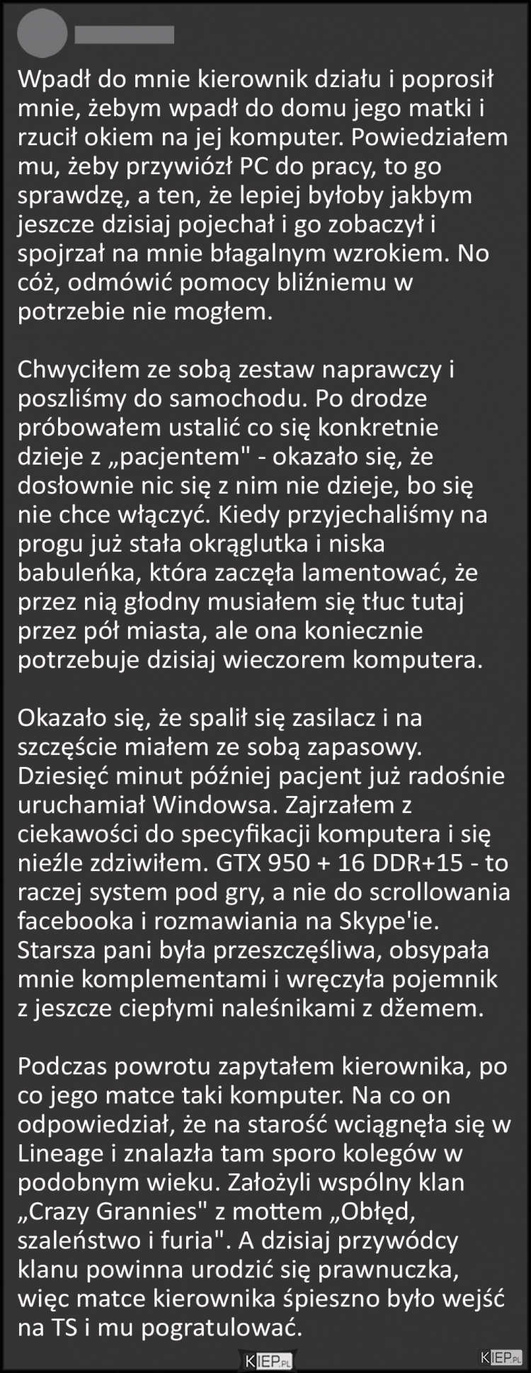 
    Problemie z komputerem żony szefa