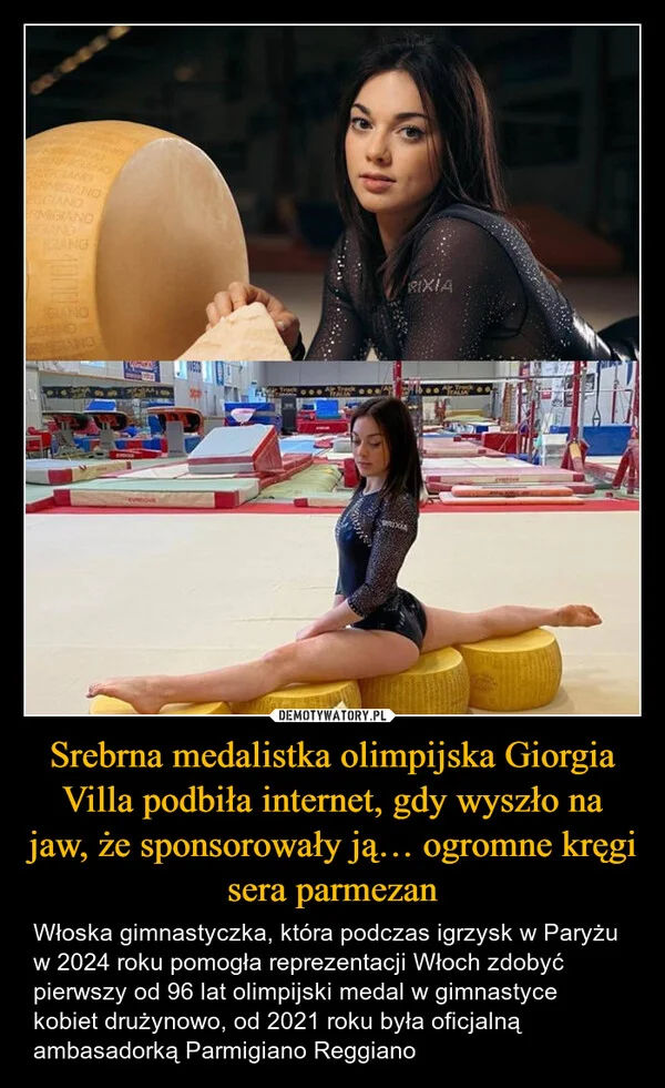
    Srebrna medalistka olimpijska Giorgia Villa podbiła internet, gdy wyszło na jaw, że sponsorowały ją… ogromne kręgi sera parmezan