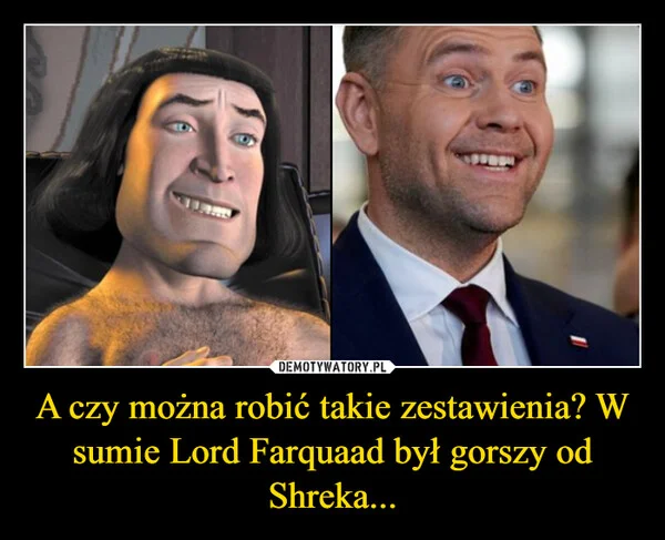 
    A czy można robić takie zestawienia? W sumie Lord Farquaad był gorszy od Shreka...