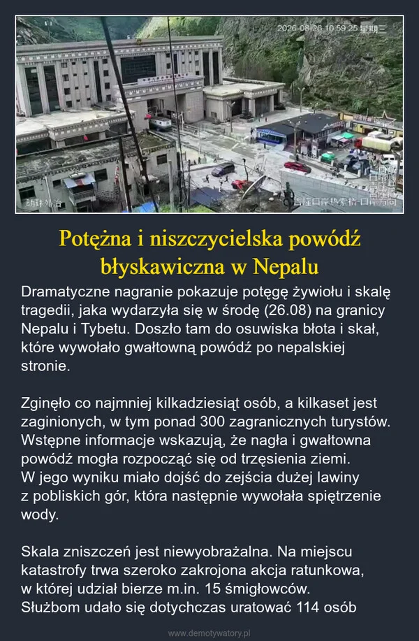 
    Potężna i niszczycielska powódź błyskawiczna w Nepalu