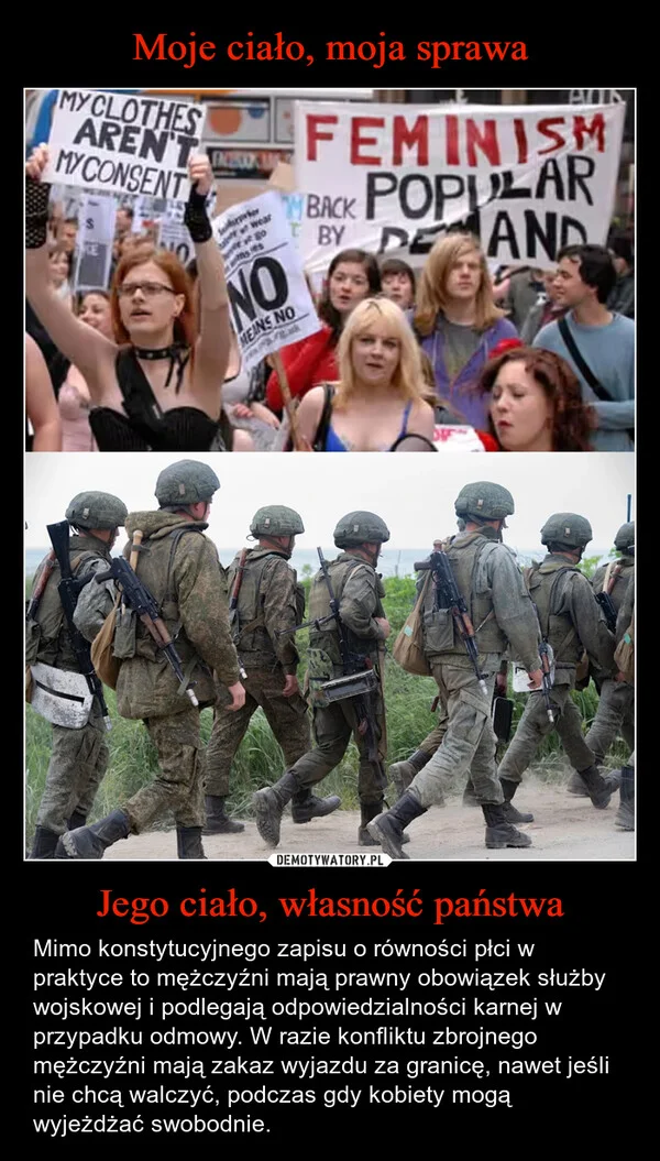 
    Moje ciało, moja sprawa Jego ciało, własność państwa
