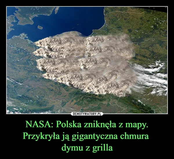 
    NASA: Polska zniknęła z mapy. Przykryła ją gigantyczna chmura dymu z grilla