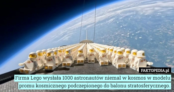 
    Firma Lego wysłała 1000 astronautów niemal w kosmos w modelu promu kosmicznego