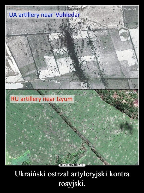 
    Ukraiński ostrzał artyleryjski kontra rosyjski.