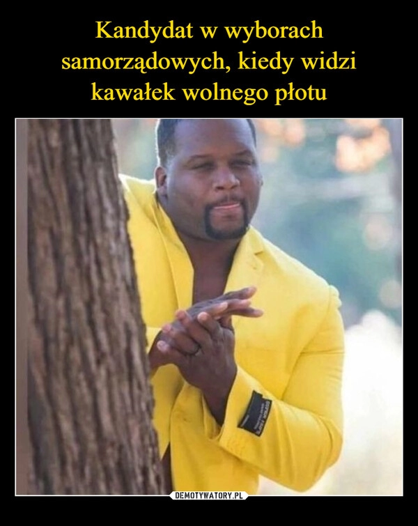 
    Kandydat w wyborach samorządowych, kiedy widzi kawałek wolnego płotu