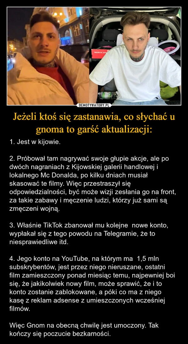 
    Jeżeli ktoś się zastanawia, co słychać u gnoma to garść aktualizacji: