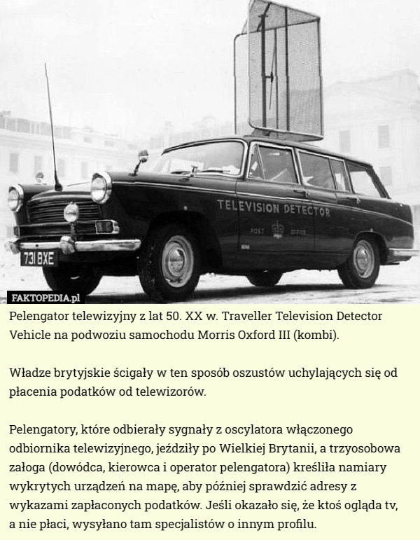 
    Pelengator telewizyjny z lat 50. XX w. Traveller Television Detector Vehicle...