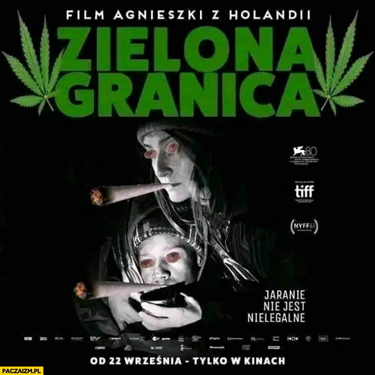 
    Zielona granica film Agnieszki z Holandii marihuana zioło palenie zielska trawki przeróbka plakatu