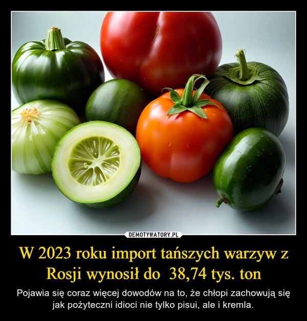 
    W 2023 roku import tańszych warzyw z Rosji wynosił do  38,74 tys. ton