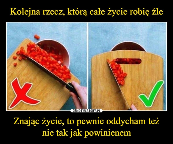 
    Kolejna rzecz, którą całe życie robię źle Znając życie, to pewnie oddycham też nie tak jak powinienem