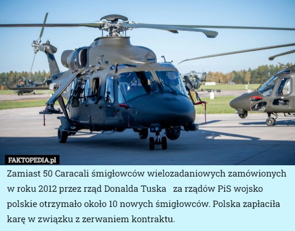 
    Zamiast 50 Caracali śmigłowców wielozadaniowych zamówionych w roku 2012