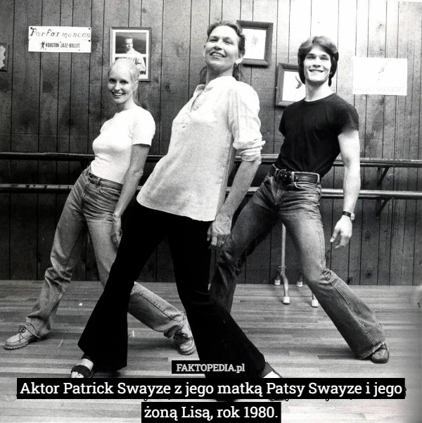 
    Aktor Patrick Swayze z jego matką Patsy Swayze i jego żoną Lisą, rok 1980.