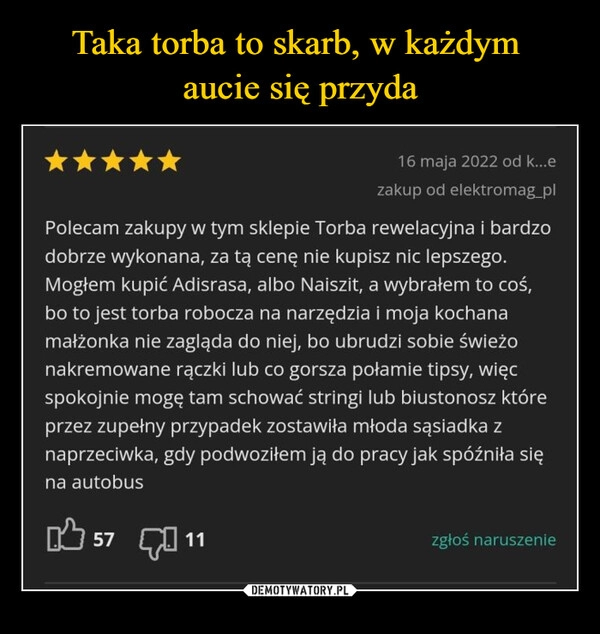 
    Taka torba to skarb, w każdym 
aucie się przyda