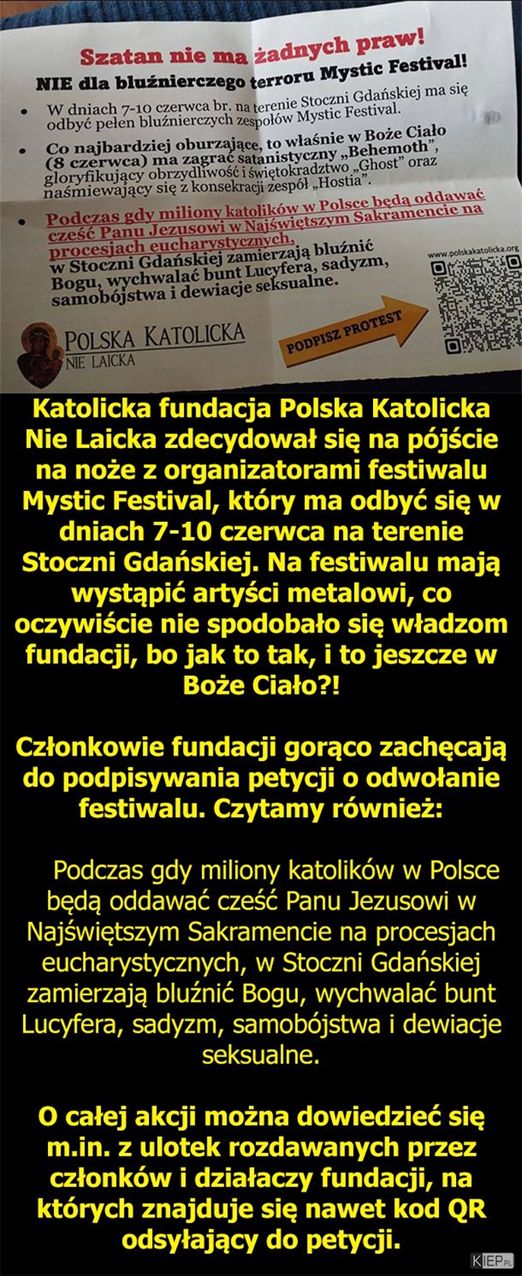 
    Katolicka fundacja chce bojkotu festiwalu, bo ten ma odbyć się w ...Boże Ciało