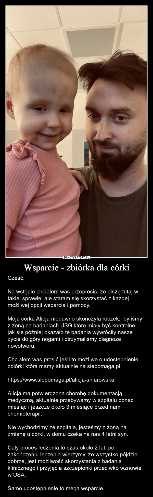 
    Wsparcie - zbiórka dla córki