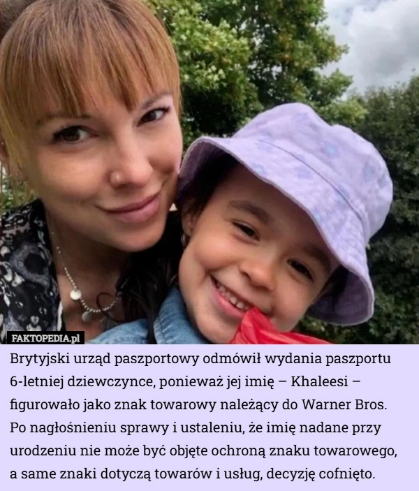 
    Brytyjski urząd paszportowy odmówił wydania paszportu 6-letniej dziewczynce...