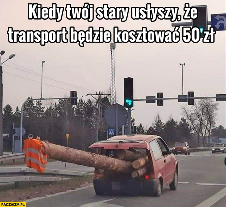 
    Kiedy twój stary słyszy, że transport będzie kosztować 50 zł Seicento drzewo wielka kłoda