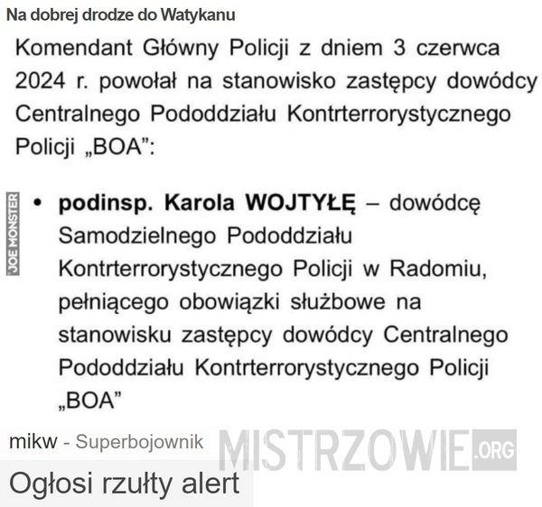 
    Na dobrej drodze do Watykanu