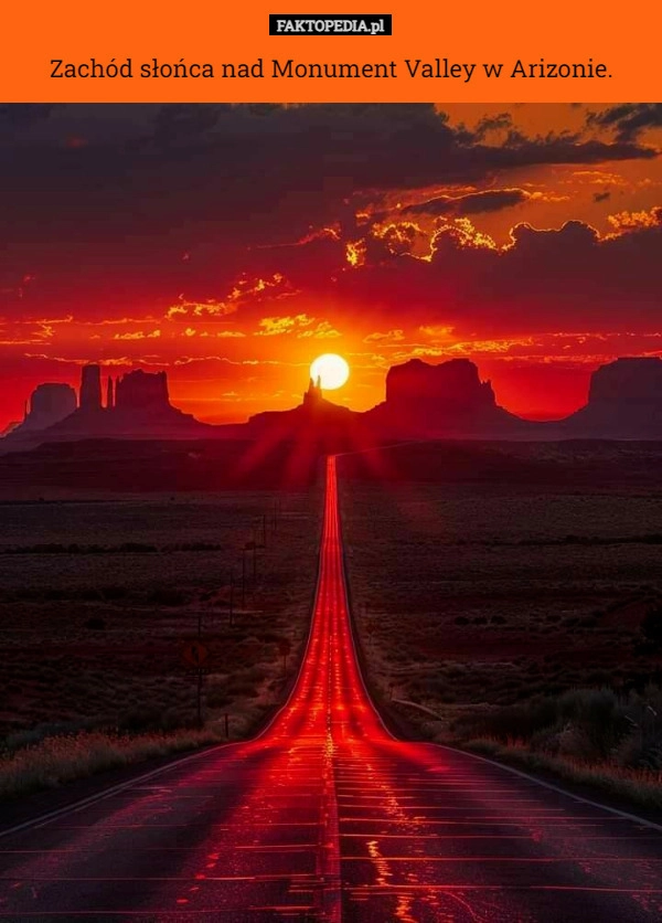 
    Zachód słońca nad Monument Valley w Arizonie.