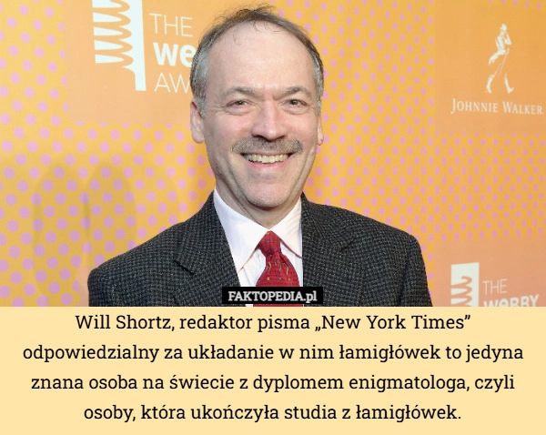 
    Will Shortz, redaktor pisma „New York Times” odpowiedzialny za układanie