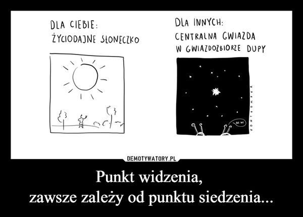 
    Punkt widzenia, 
zawsze zależy od punktu siedzenia...