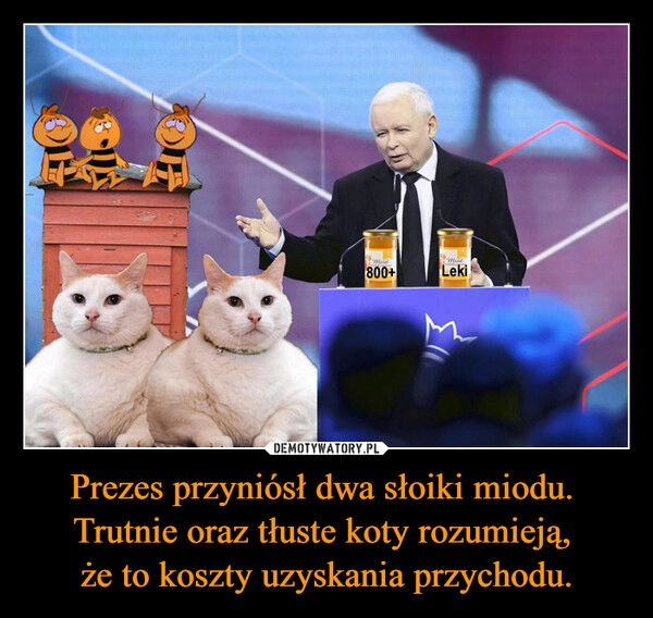 
    Prezes przyniósł dwa słoiki miodu. 
Trutnie oraz tłuste koty rozumieją, 
że to koszty uzyskania przychodu.