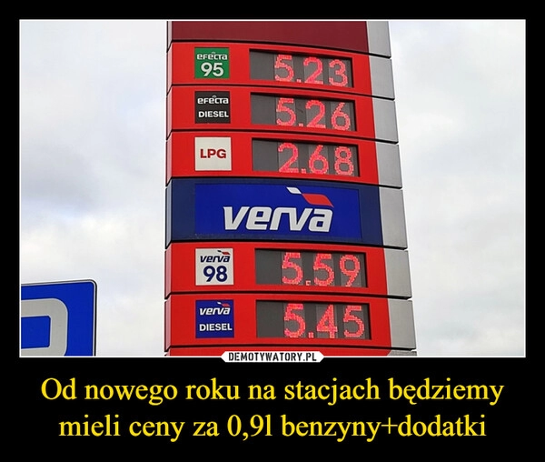 
    Od nowego roku na stacjach będziemy mieli ceny za 0,9l benzyny+dodatki